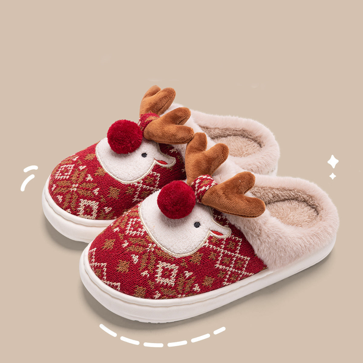 Festive Comfort – Cozy Reindeer Slippers