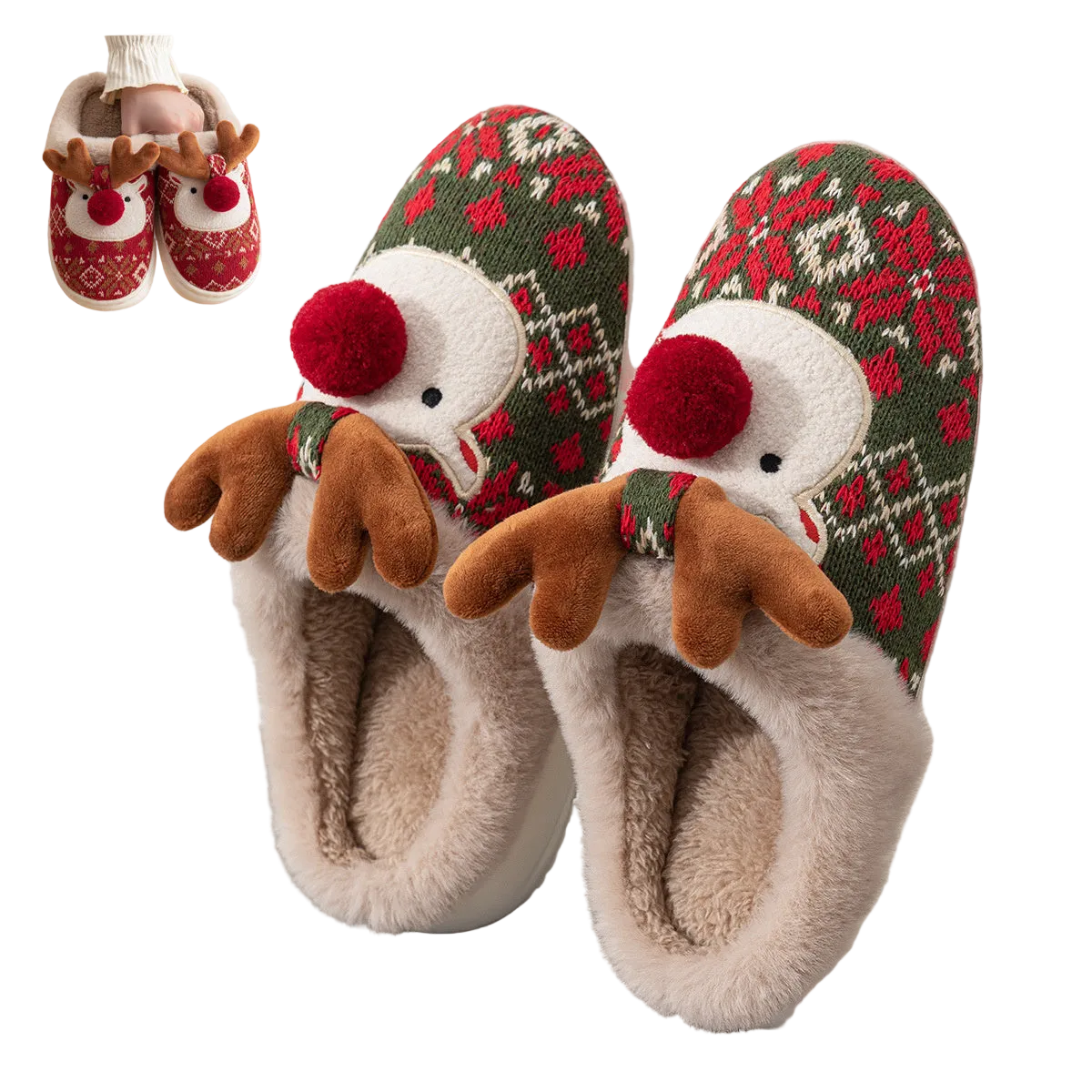 Festive Comfort – Cozy Reindeer Slippers