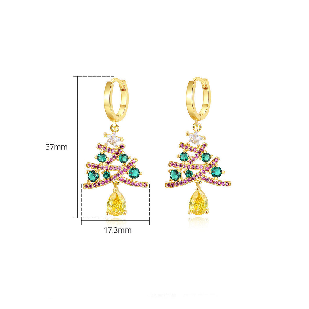 Festive Sparkle, Elegant Style – Tree Earrings