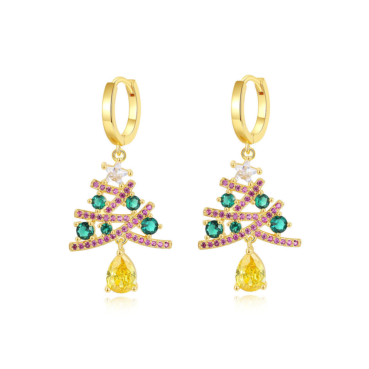 Festive Sparkle, Elegant Style – Tree Earrings
