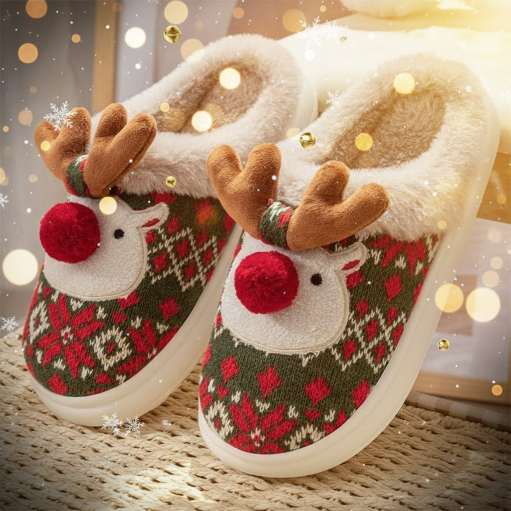 Festive Comfort – Cozy Reindeer Slippers