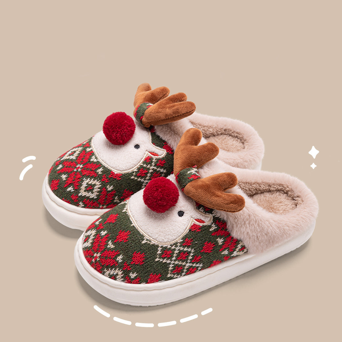 Festive Comfort – Cozy Reindeer Slippers